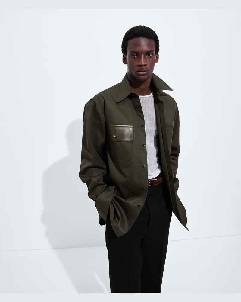 Bottega Veneta Hemd aus Baumwollgabardine-Grün - Herren Grün