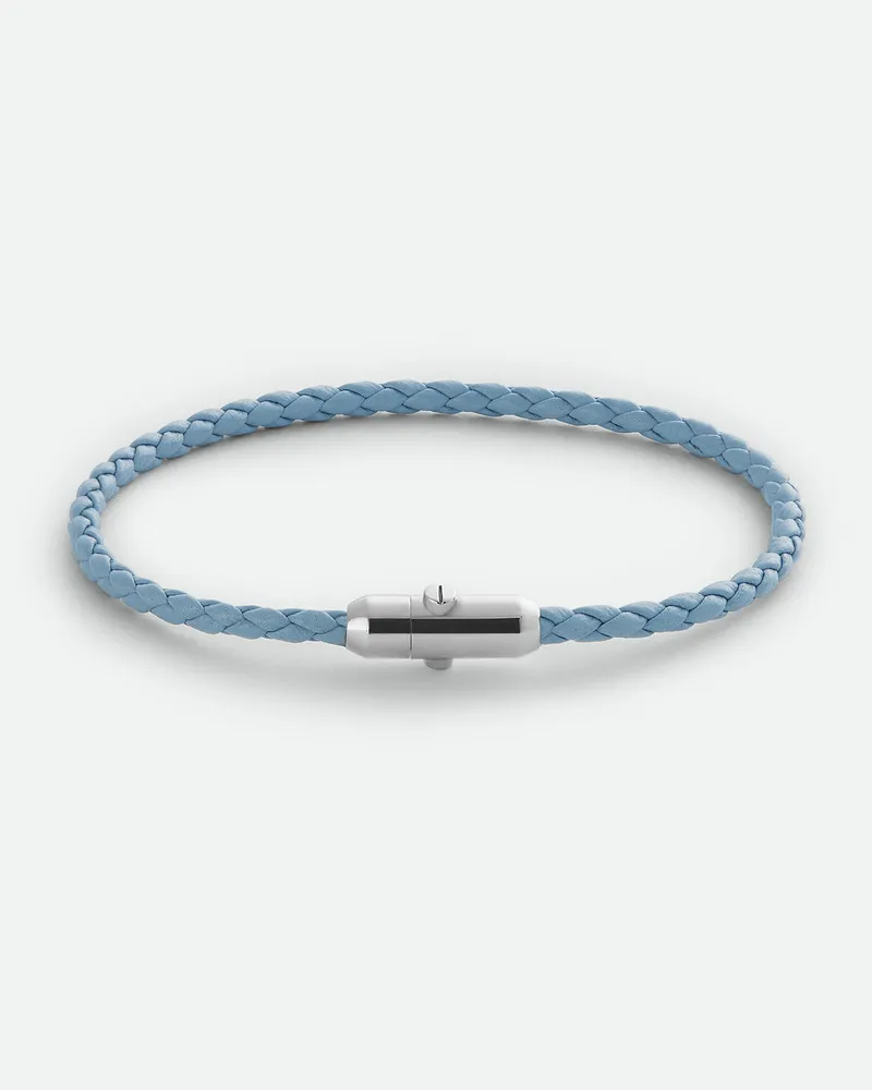 Bottega Veneta Lederarmband - Blau - Herren 80% Lambskin & 20% Sterling Silver Blau