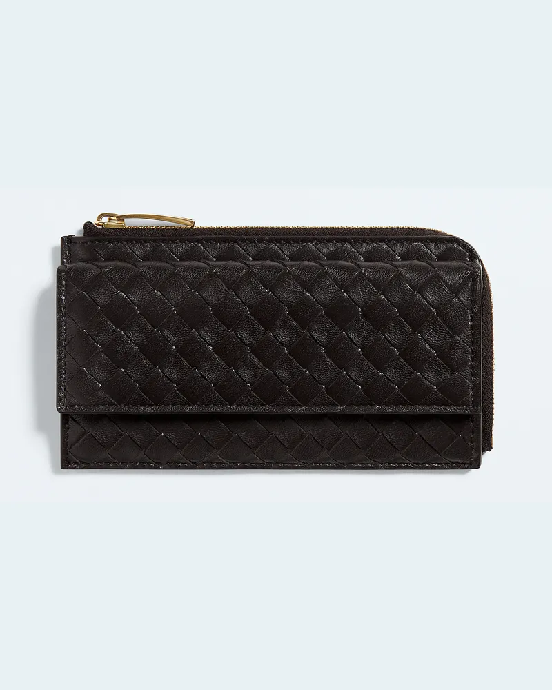 Bottega Veneta Intrecciato Piccolo Kartenetui mit L-Reißverschluss und Überschlag-Braun - Damen Braun