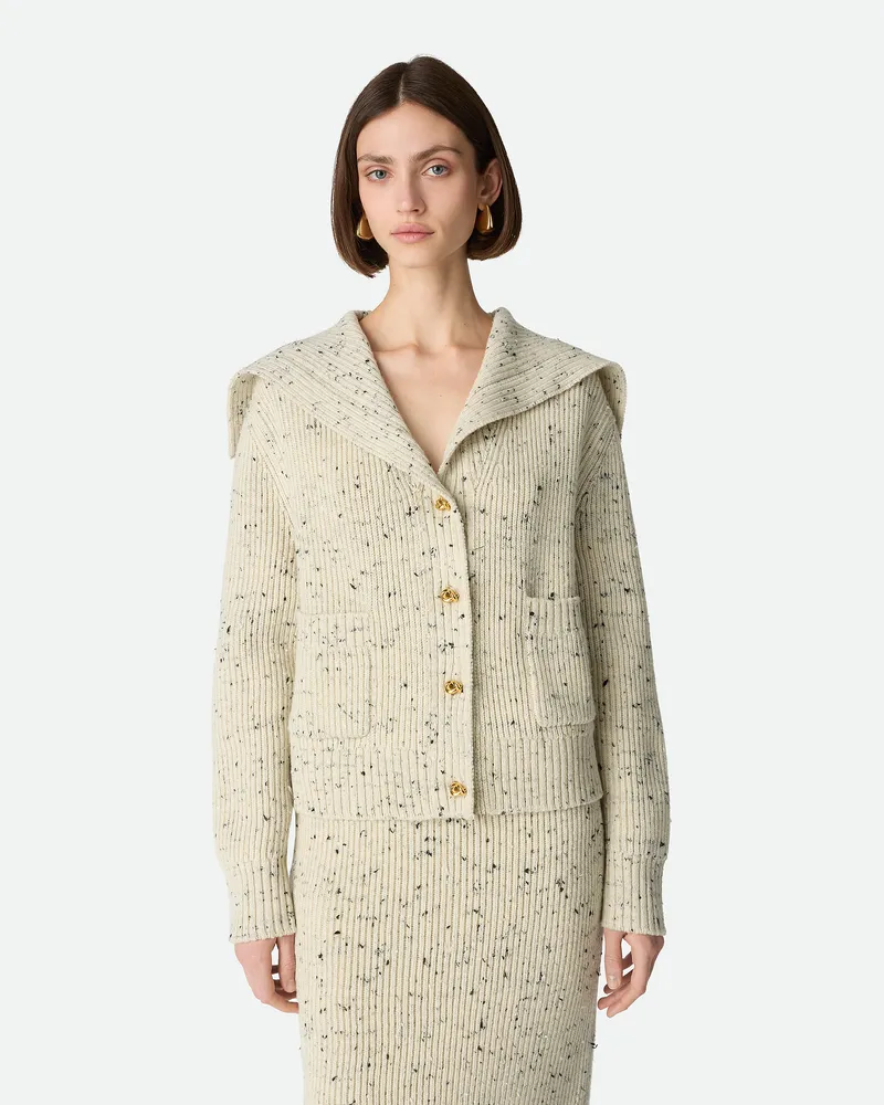 Bottega Veneta Cardigan Aus Englischer Gerippter Wolle - Weiß - Damen Wolle & Viskose Weiß