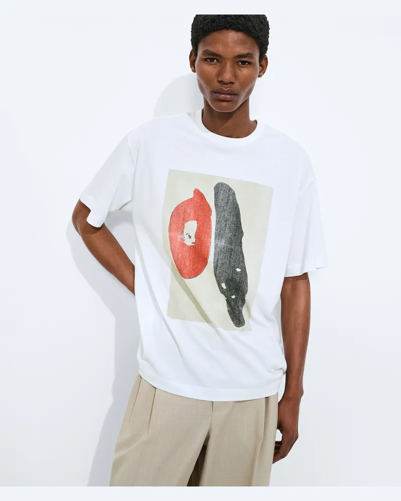 Bottega Veneta Bedrucktes T-shirt Aus Baumwolljersey - Weiss - Herren 100 % Baumwolle Weiss