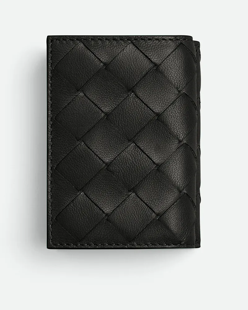 Bottega Veneta Tiny Intrecciato Tri-fold Portemonnaie Black