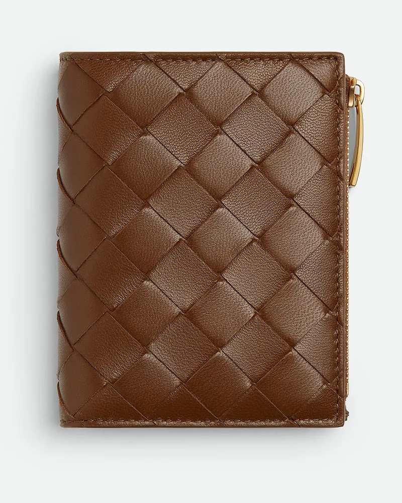 Bottega Veneta Kleines Intrecciato Bi-fold Portemonnaie - Braun - Damen - 100 % Kalbsleder Braun