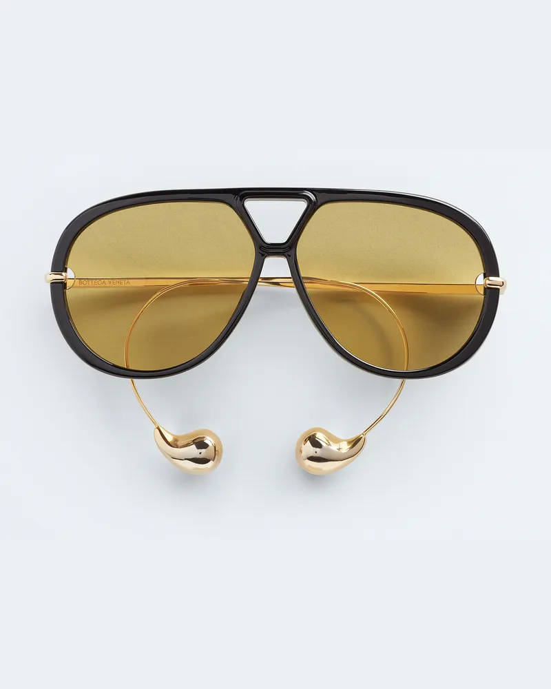 Bottega Veneta Drop Sonnenbrille In Pilotenform - Schwarz - Unisex - 100 % Recyceltes Azetat Schwarz
