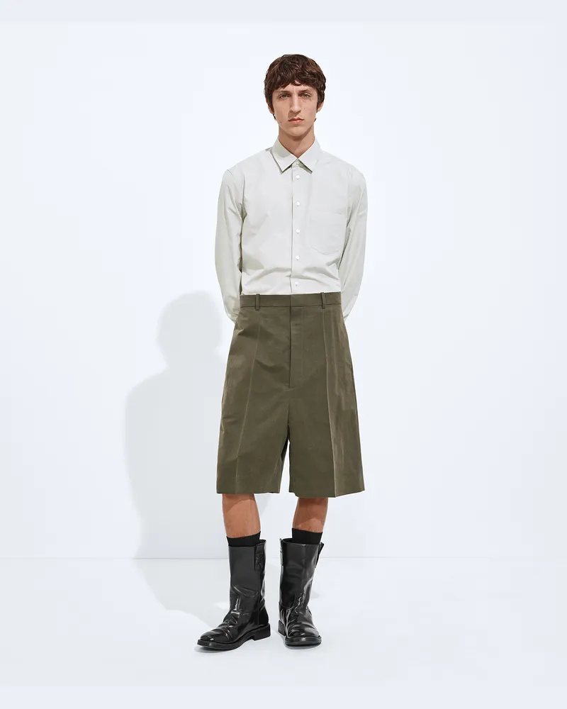 Bottega Veneta Shorts aus Baumwolle und Seide mit Crinkle-Finish-Grün - Herren Grün