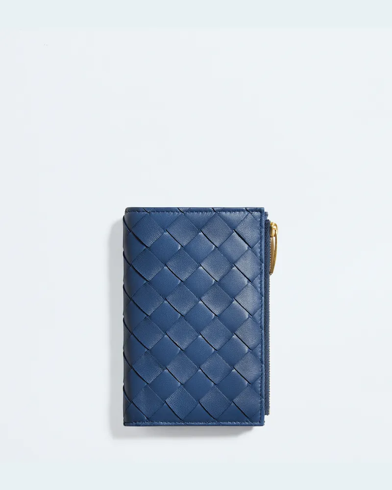 Bottega Veneta Mittelgroßes Intrecciato Bi-fold Portemonnaie - Blau - Damen Blau