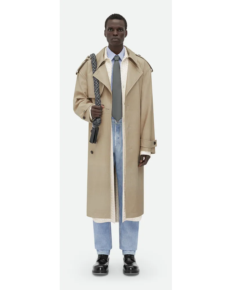 Bottega Veneta Trenchcoat Aus Bedrucktem Leder Mit Moulinetwilleffekt Beige