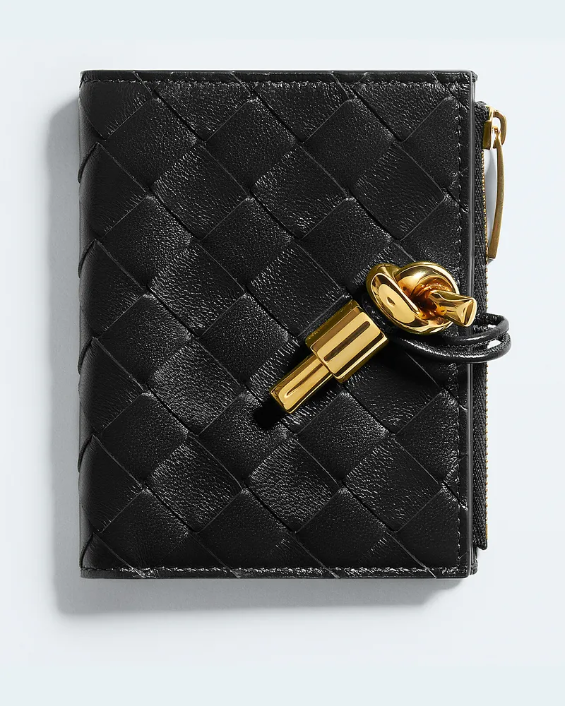 Bottega Veneta Kleines Andiamo Bi-Fold Portemonnaie-Schwarz - Damen Schwarz