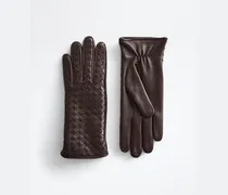Handschuhe aus Intrecciato Leder-Braun - Damen - 8