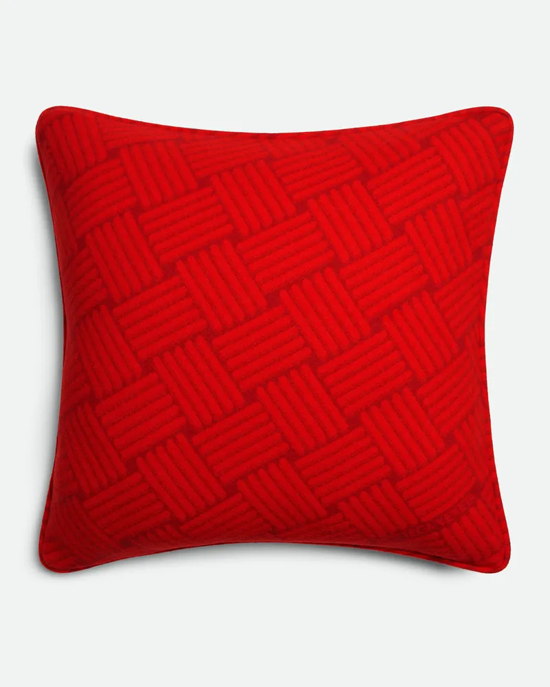 Bottega Veneta Kissen Aus Kaschmir Mit Intreccio Motiv - Rot - Unisex - 100% Kaschmir Rot