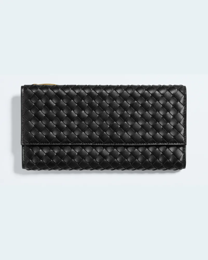 Bottega Veneta Langes Intrecciato Piccolo Portemonnaie mit Überschlag-Schwarz - Damen Schwarz