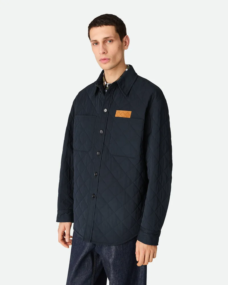 Bottega Veneta Gestepptes Overshirt Aus Baumwolle Midnight