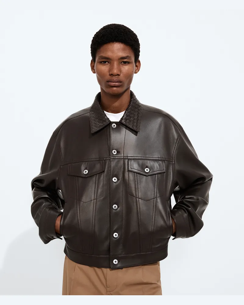 Bottega Veneta Lederjacke - Braun - Herren 100 % Lammleder Braun