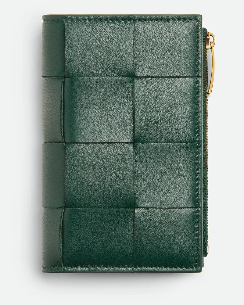 Bottega Veneta Mittelgroßes Cassette Bifold Portemonnaie Emerald