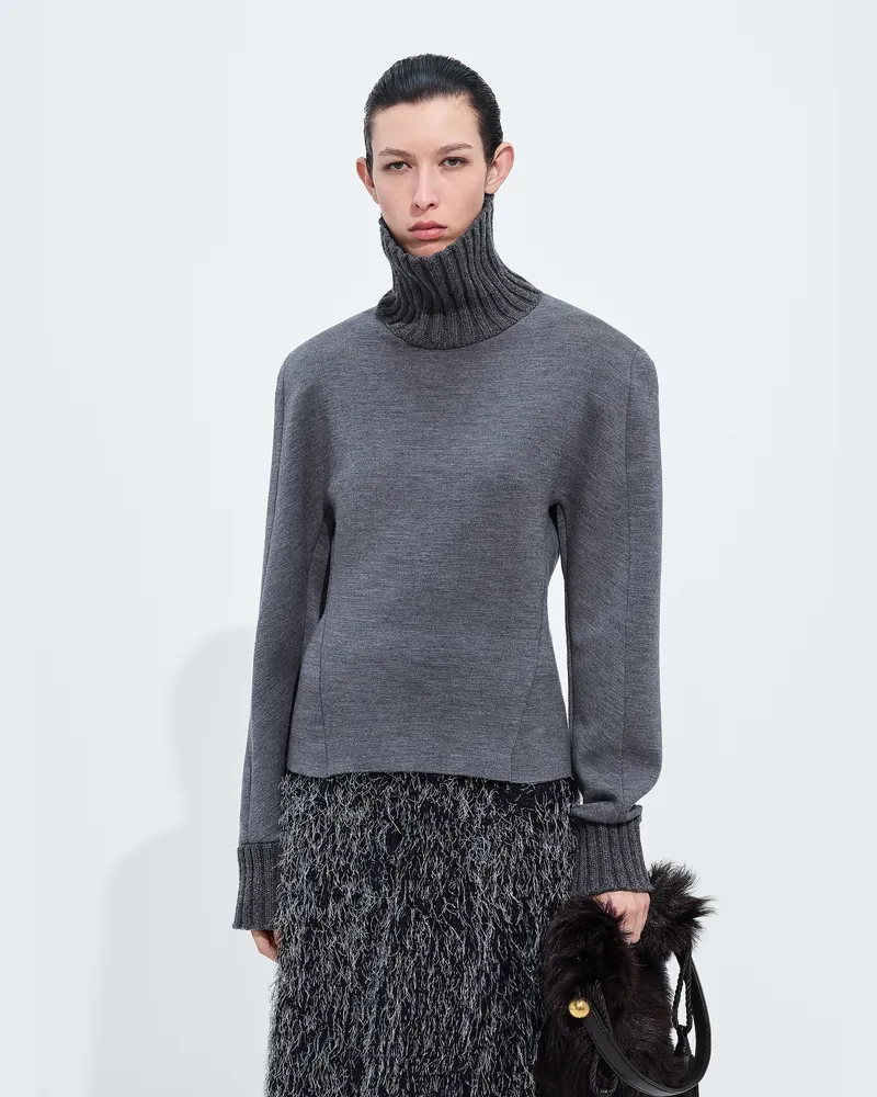 Bottega Veneta Pullover aus Doubleface-Wolle-Grau - Damen Grau