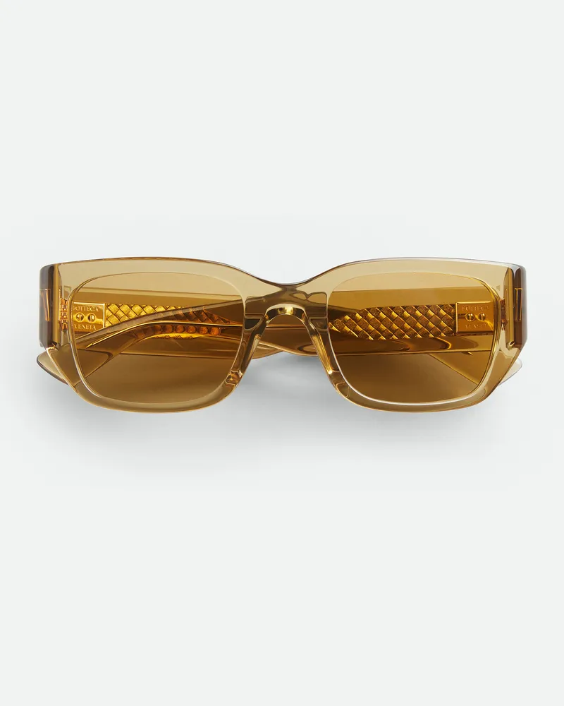 Bottega Veneta Quadratische Intrecciato Sonnenbrille Yellow