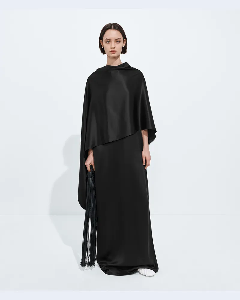 Bottega Veneta Kleid aus fließendem Seidensatin-Schwarz - Damen Schwarz