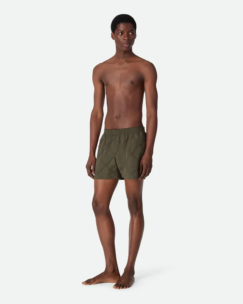 Bottega Veneta Badeshorts aus Nylon mit Intrecciato Muster-Grün - Herren Grün
