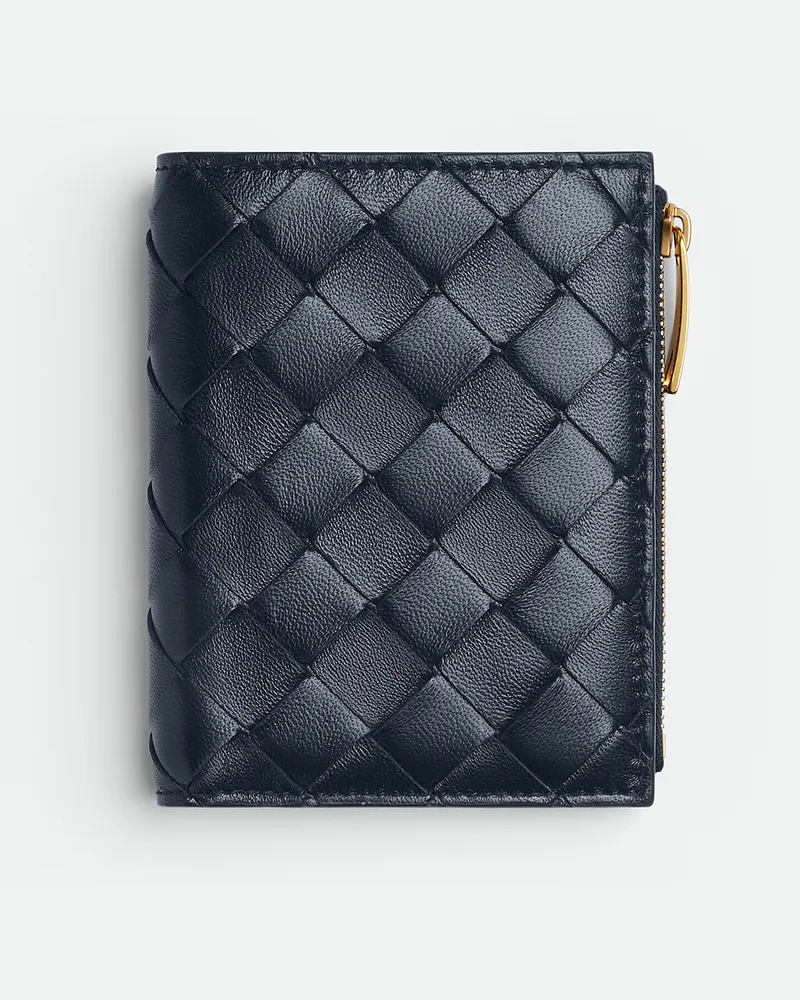 Bottega Veneta Kleines Intrecciato Bi-fold Portemonnaie - Blau - Damen - 100 % Lammleder Blau