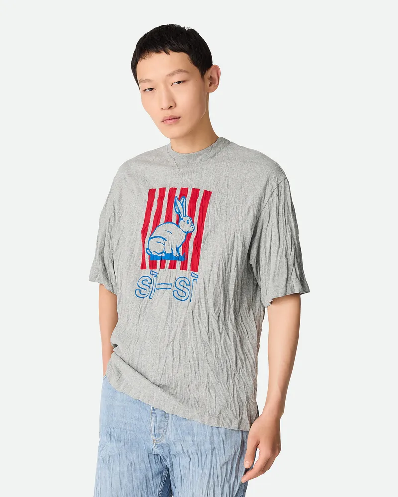 Bottega Veneta Bedruckte Thirt Mit Cruhedeffekt Au Baumwolljerey Light