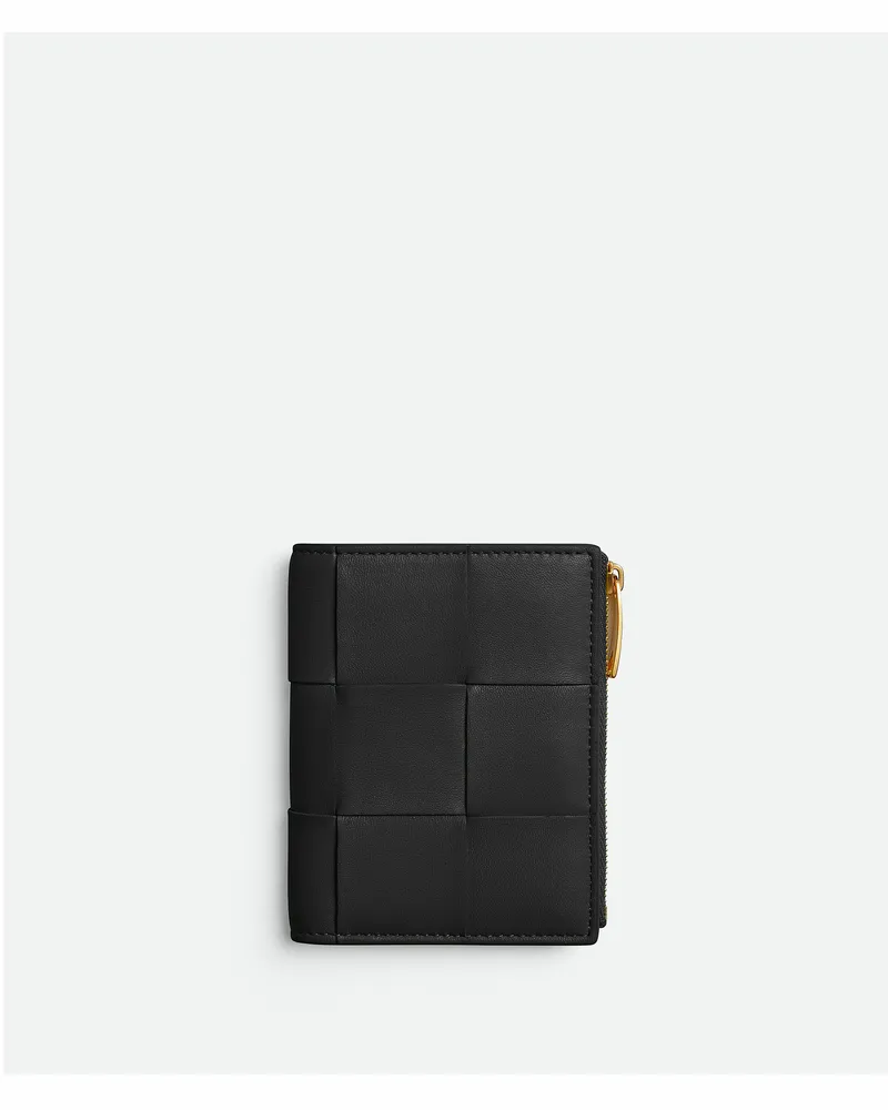 Bottega Veneta Kleines Cassette Bi-fold Portemonnaie - Schwarz - Damen - Lammleder Schwarz