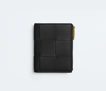 Kleines Cassette Bi-Fold Portemonnaie-Schwarz - Damen