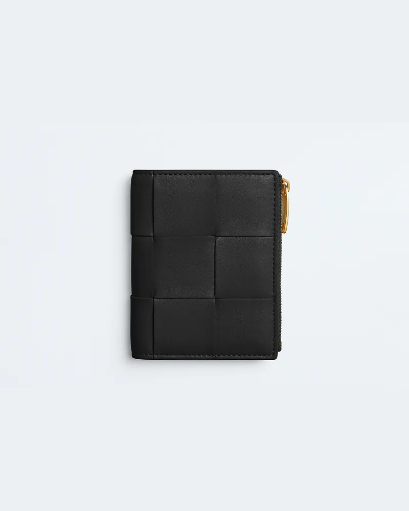 Bottega Veneta Kleines Cassette Bi-fold Portemonnaie - Schwarz - Damen - 100 % Lammleder Schwarz