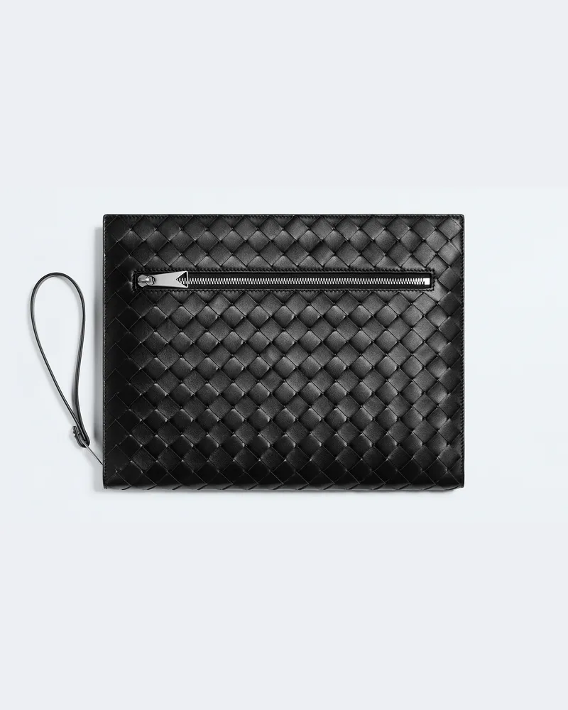 Bottega Veneta Intrecciato Dokumentenmappe Mit Handgelenkschlaufe - Schwarz - Herren - 100 % Kalbsleder Schwarz