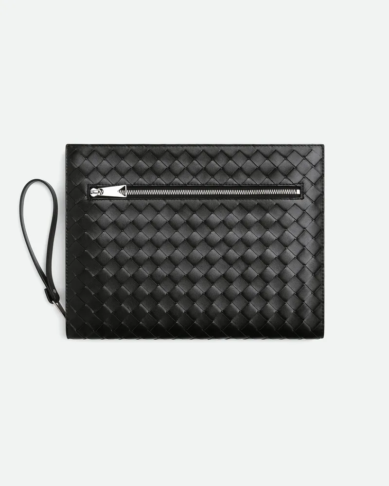 Bottega Veneta Intrecciato Dokumentenmappe Mit Handgelenkschlaufe - Schwarz - Herren - Kalbsleder Schwarz