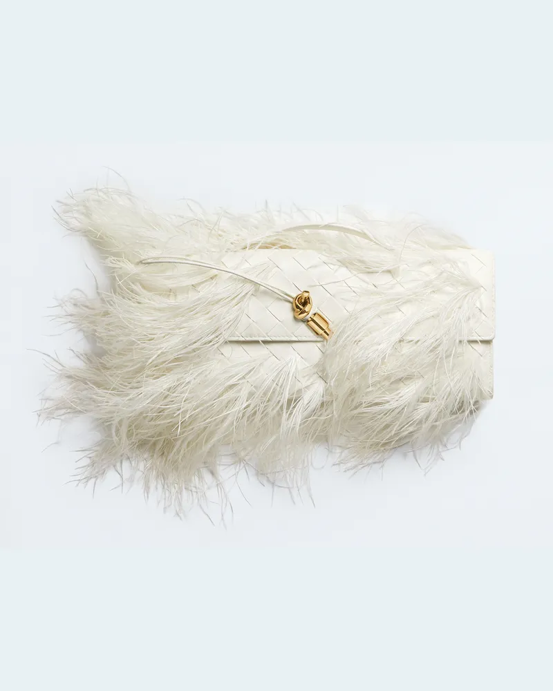 Bottega Veneta Andiamo Clutch - Weiss - Damen - 80% Lammleder & 20% Straußenfedern Weiss