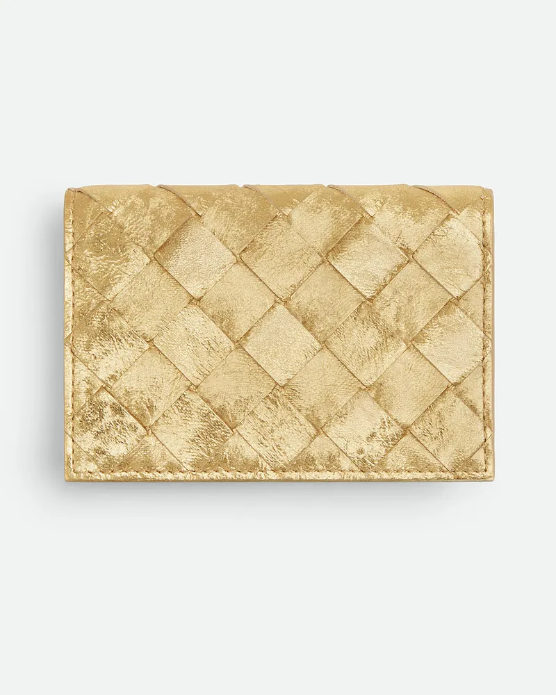 Bottega Veneta Intrecciato Visitenkartenetui Gold