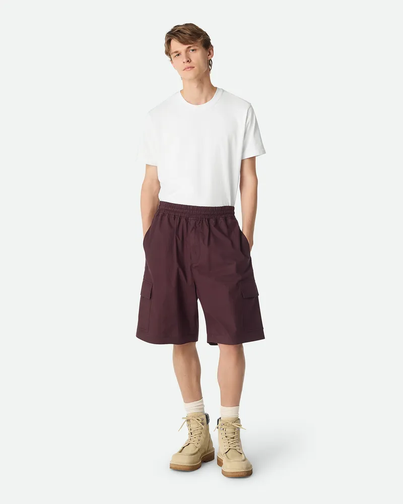 Bottega Veneta Cargoshorts Aus Beschichteter Bauwolle Aubergine