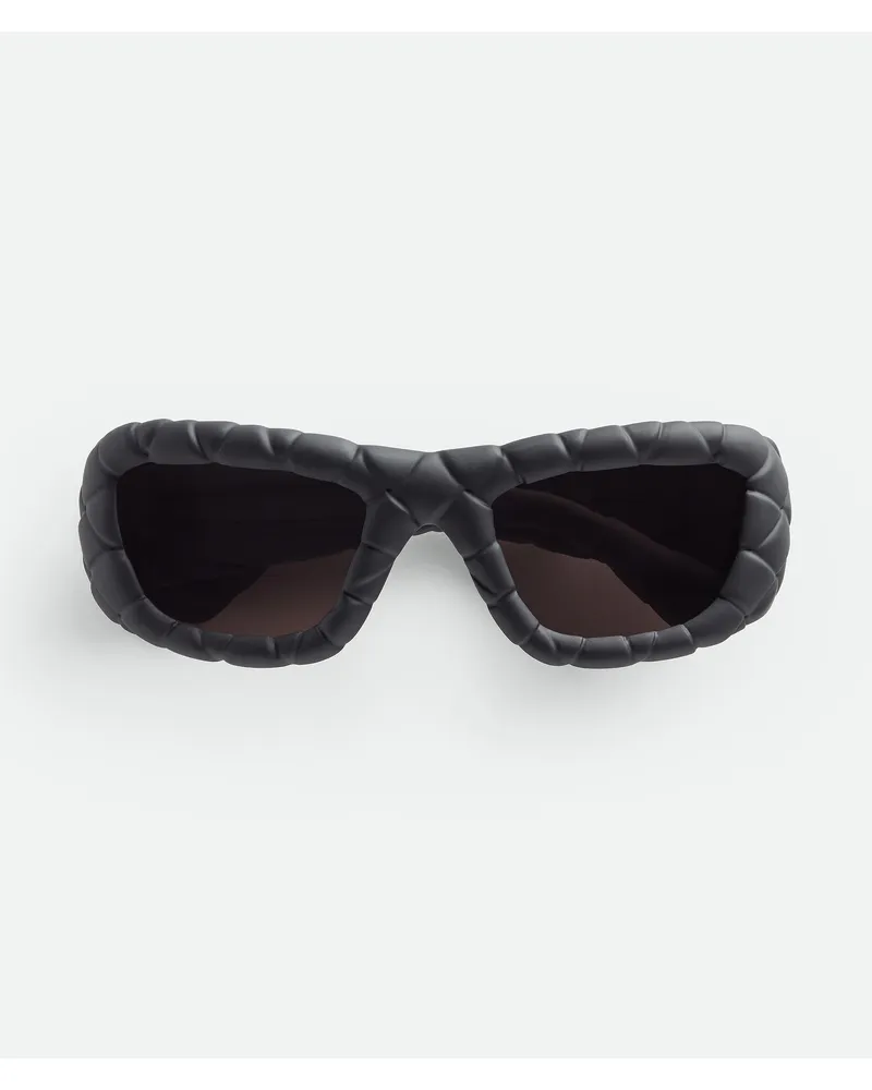 Bottega Veneta Rechteckige Intrecciato Sonnenbrille-Schwarz - Unisex Schwarz