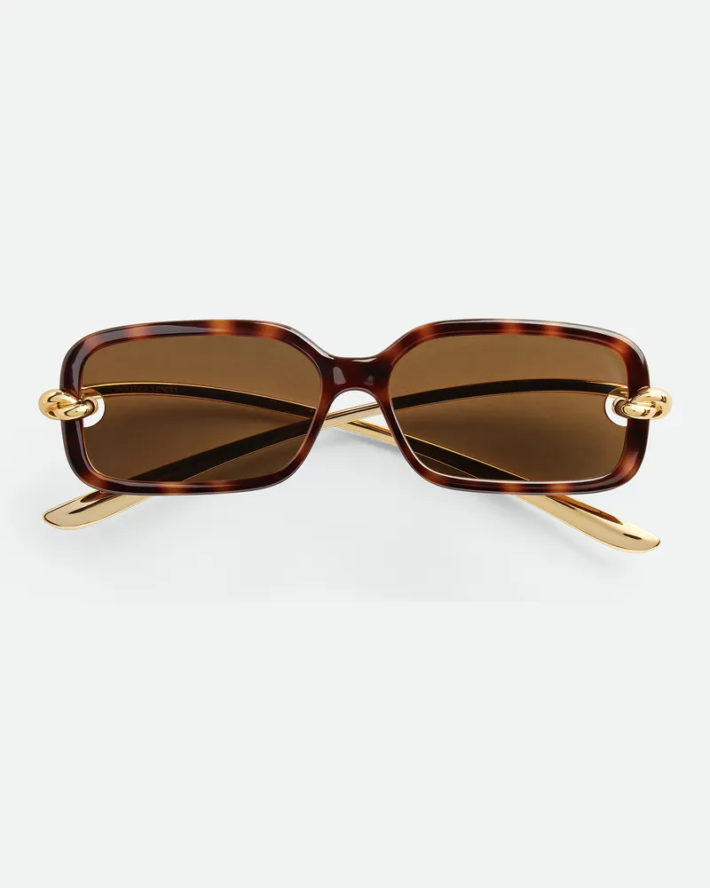 Bottega Veneta Rechteckige Knot Sonnenbrille - Braun - Unisex - 100% Polyamid Braun