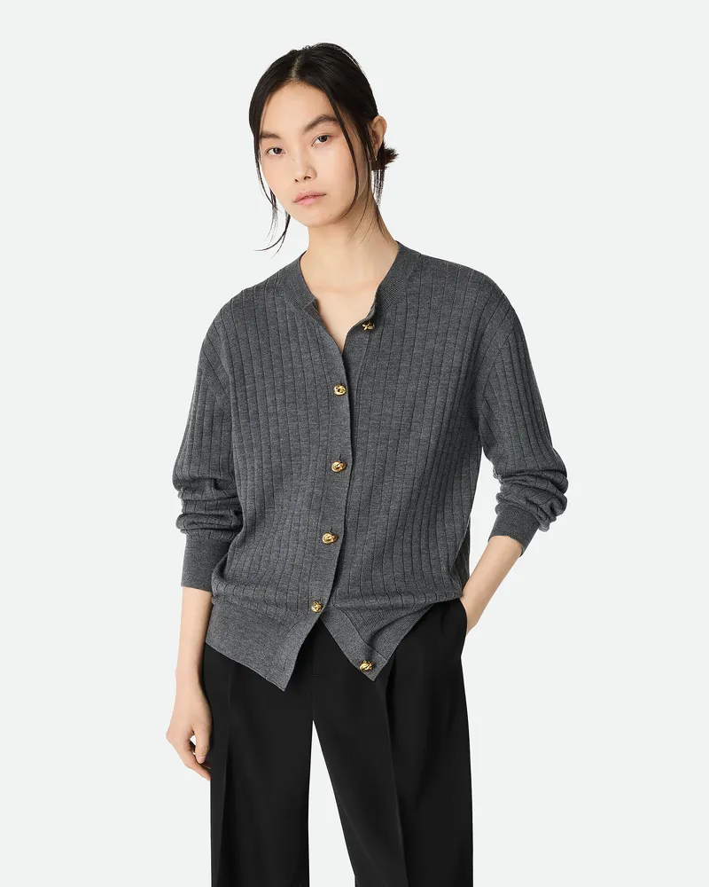 Bottega Veneta Gerippter Wollcardigan - Grau - Damen Wolle Grau