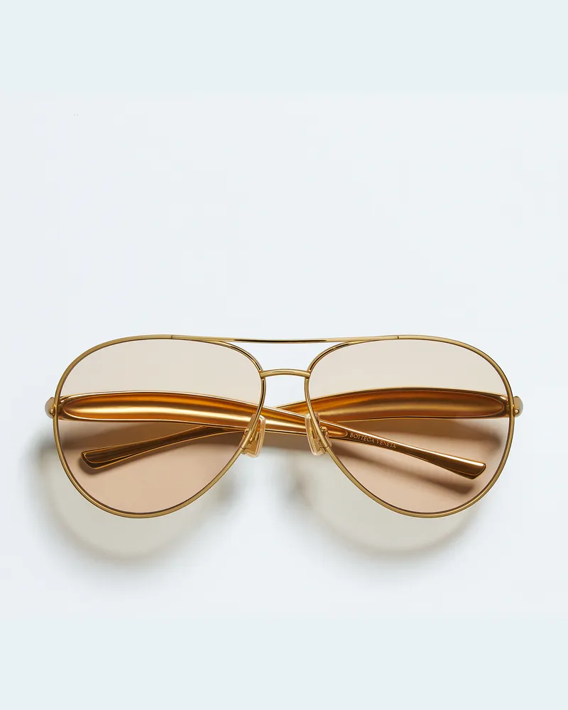 Bottega Veneta Sardine Aviator Sonnenbrille - Gold - Unisex - 100 % Metall Gold
