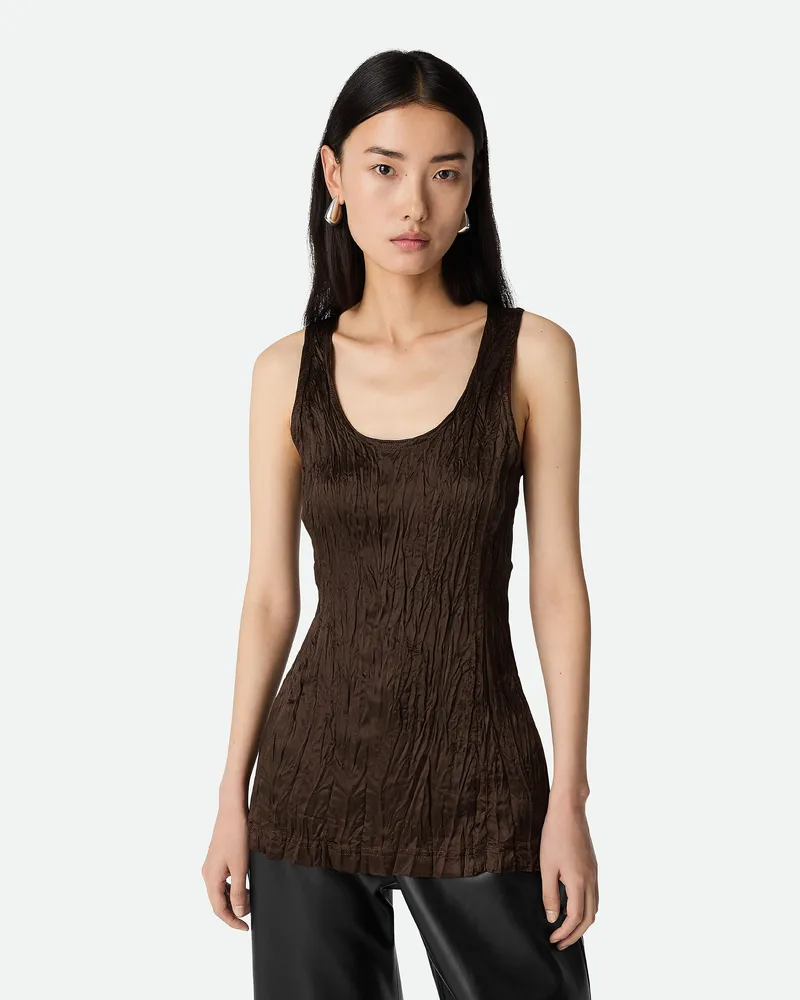 Bottega Veneta Tanktop Aus Viskosesatin Mit Crushedeffekt Ebony
