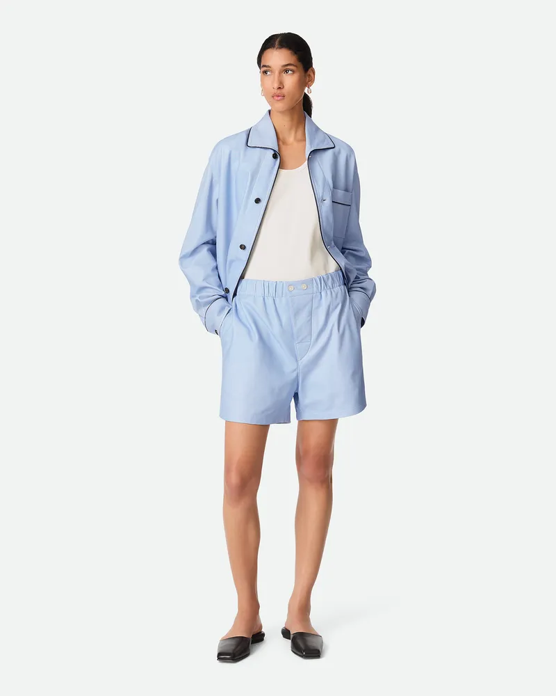 Bottega Veneta Bedruckte Boxershorts Aus Leder - Blau - Damen Lammleder Blau