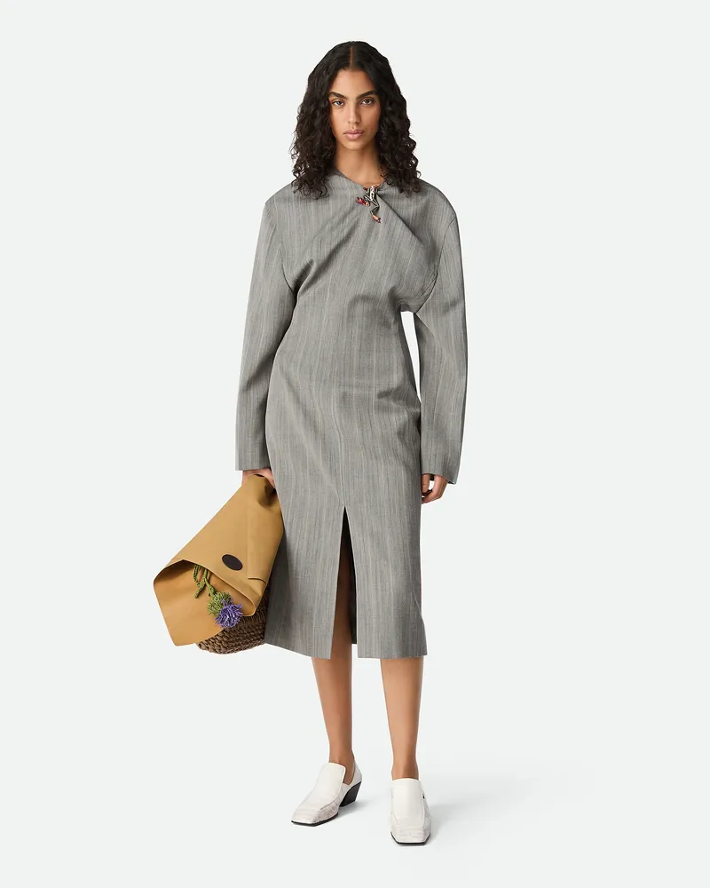 Bottega Veneta Fein Gestreiftes Wollkleid Vulcano