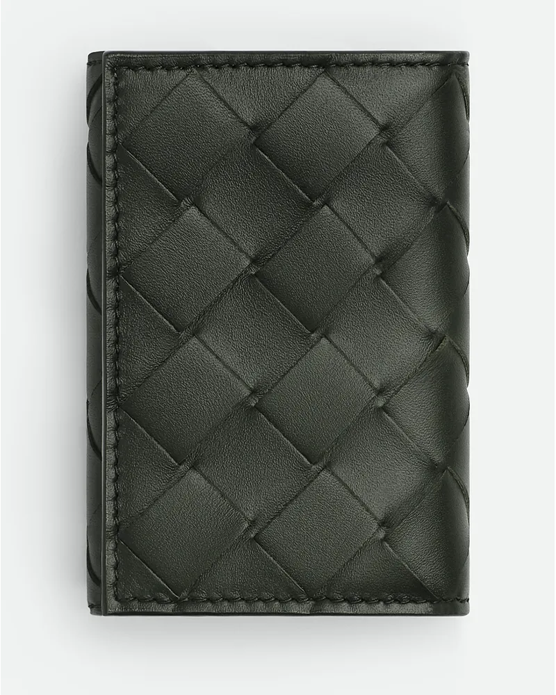 Bottega Veneta Tiny Intrecciato Trifold Portemonnaie Dark
