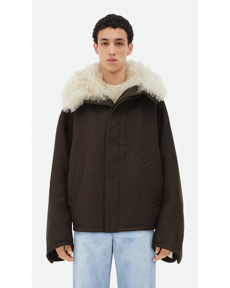 Bottega Veneta Parka Au Wolle Und hearling Dark