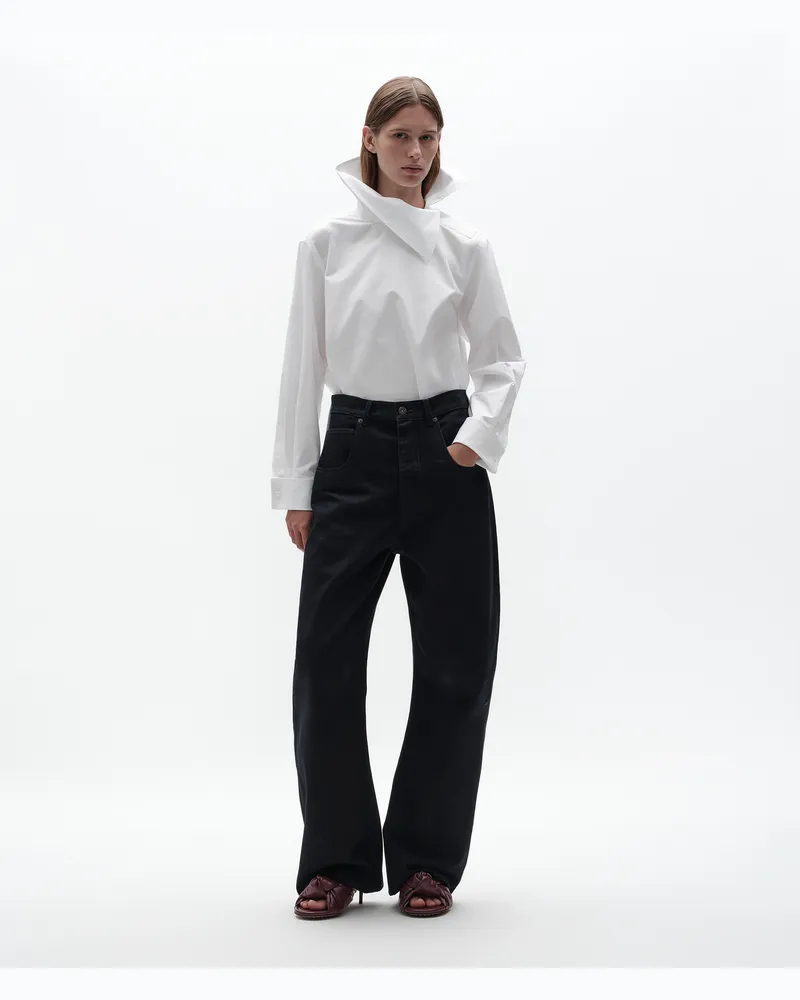 Bottega Veneta Hemd aus kompakter Baumwollpopeline-Weiss - Damen Weiss