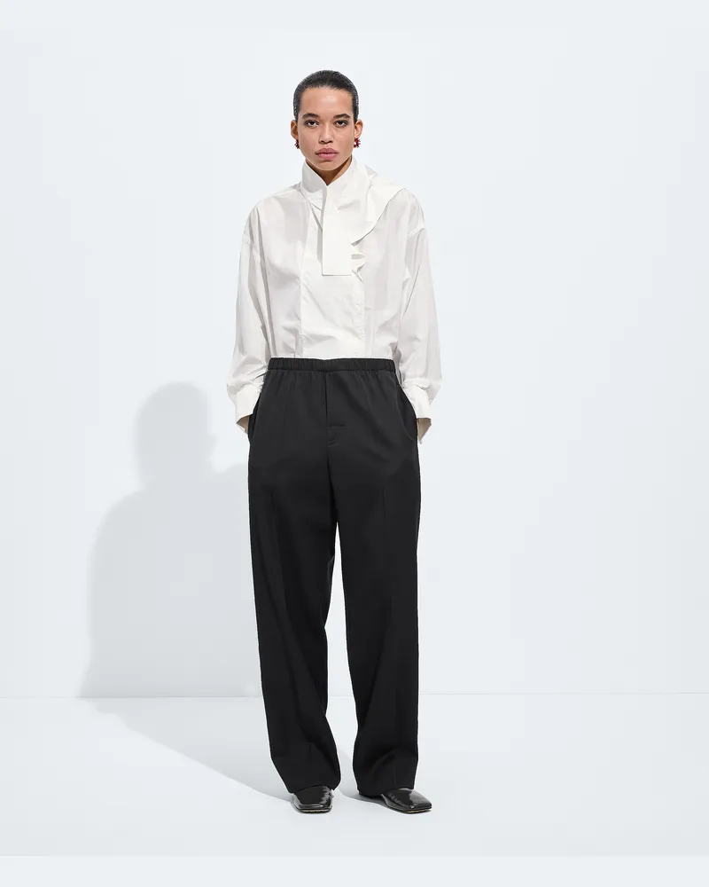Bottega Veneta Hose aus Grain-de-Poudre-Wolle-Schwarz - Damen Schwarz