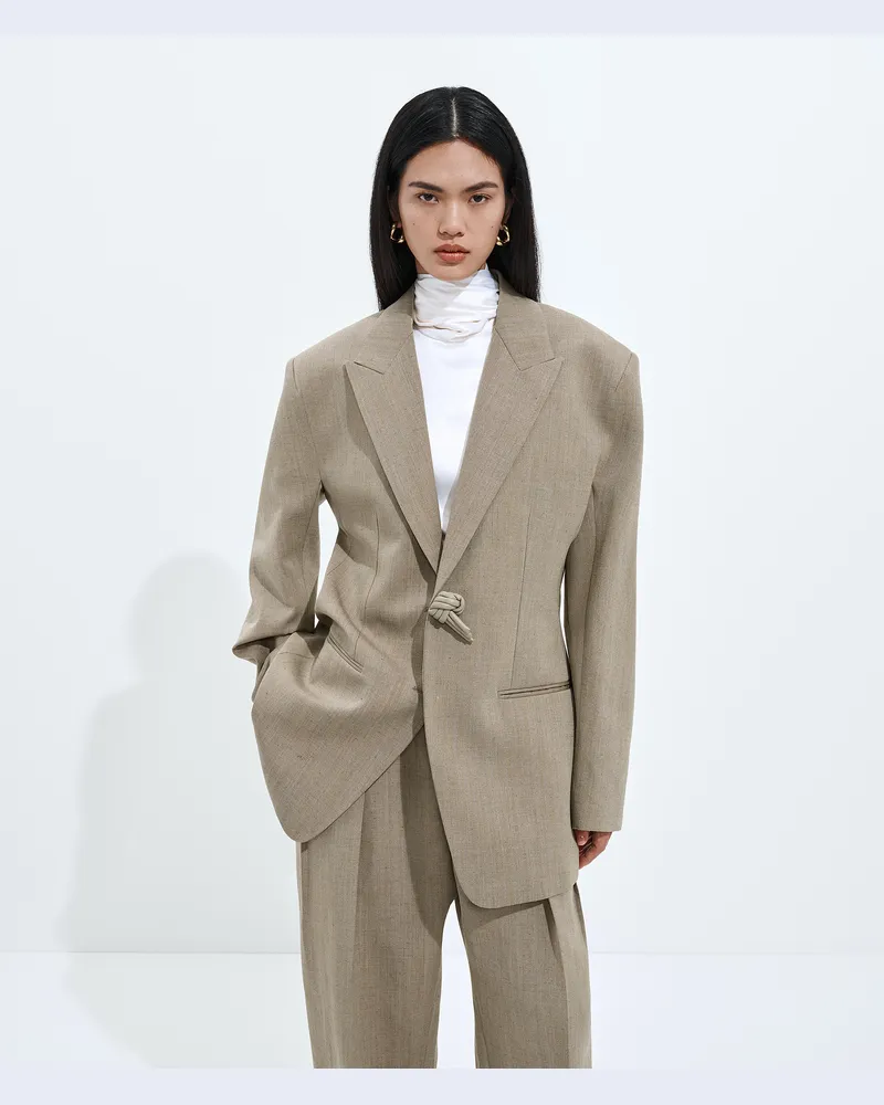 Bottega Veneta Jacke Aus Woll-leinen-mélange - Grün - Damen 62% Wolle, 23% Leinen & 10% Viskose Grün