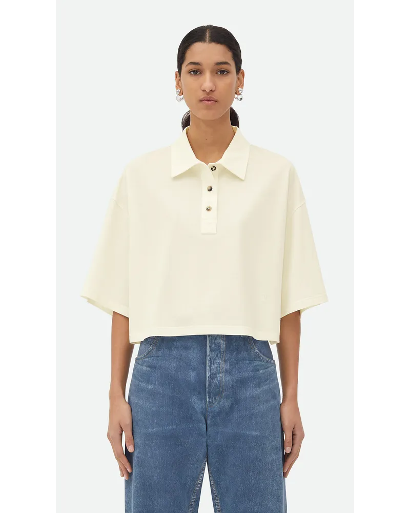 Bottega Veneta Cropped Poloshirt Aus Leichtem Baumwollpiqué Dove