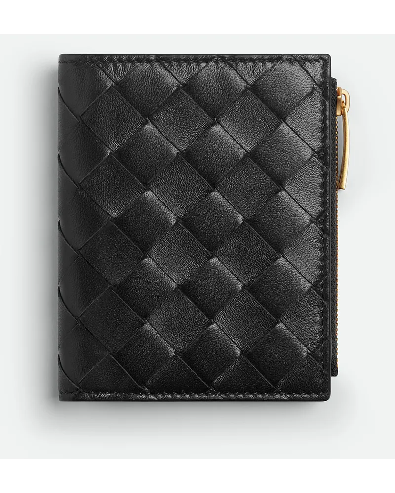 Bottega Veneta Kleines Intrecciato Bifold Portemonnaie Black
