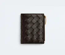 Kleines Intrecciato Bi-Fold Portemonnaie-Braun - Damen