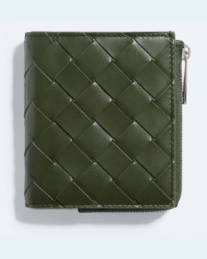 Bottega Veneta Kleines Intrecciato Bi-Fold Portemonnaie-Grün - Herren Grün