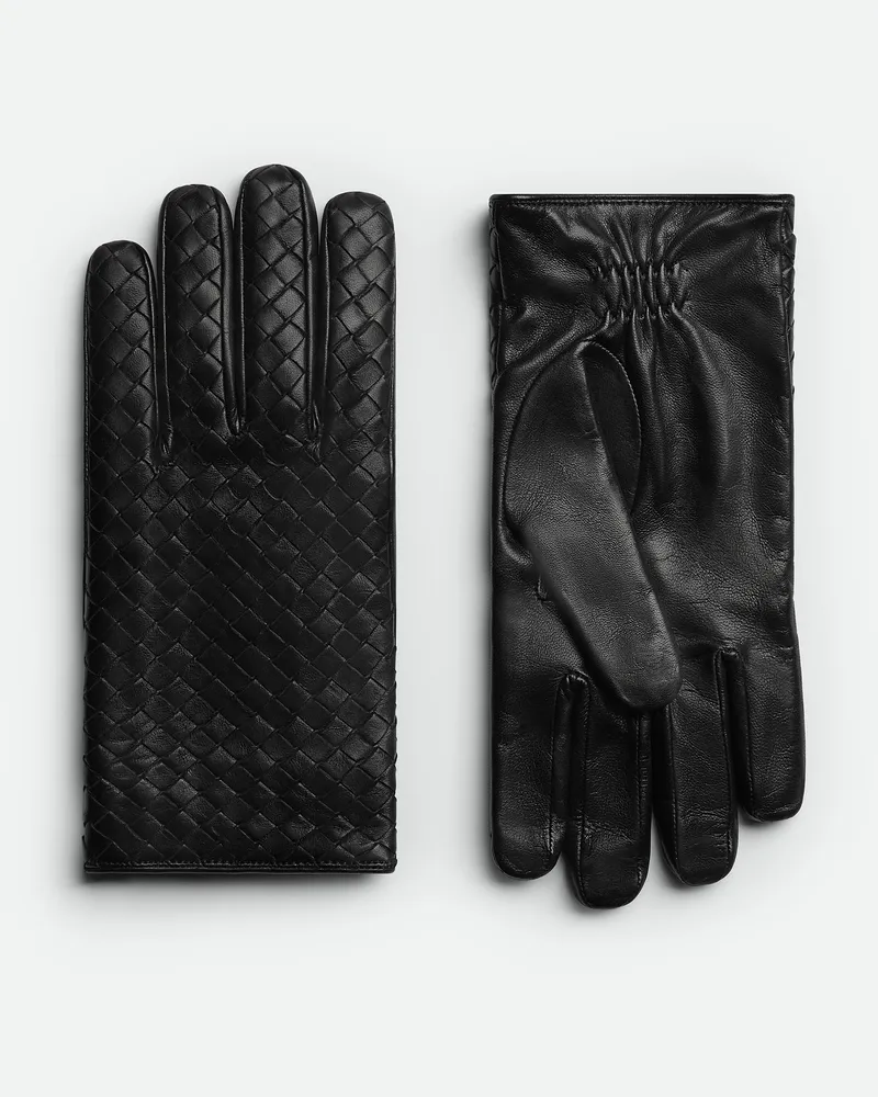 Bottega Veneta Handschuhe Aus Intrecciato Leder - Schwarz - Herren Lammleder Schwarz