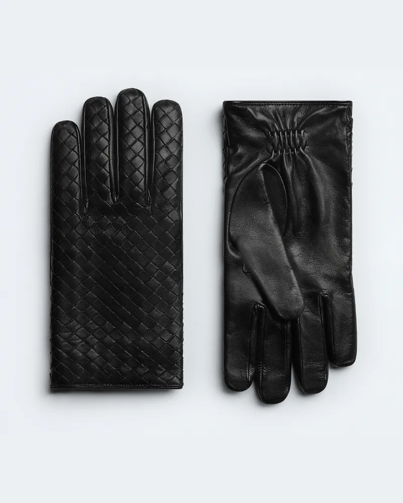 Bottega Veneta Handschuhe Aus Intrecciato Leder - Schwarz - Herren 100 % Lammleder Schwarz